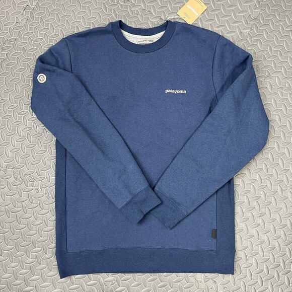 Patagonia Crew Sweater Sz Large Mens Sz XL Womens Fitz Roy Icon Uprisal Blue